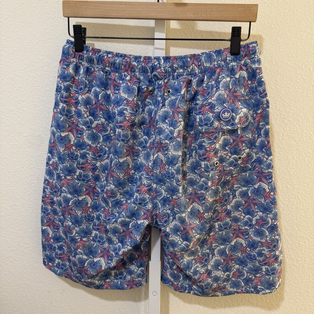 Peter Millar Swim Trunks Seaside Collection Men’s Medium Blue AOP Lined
